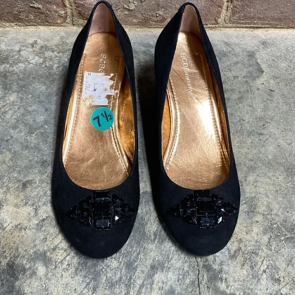 BCBG black suede