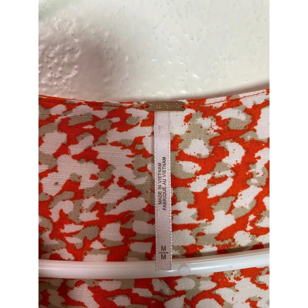Free People French Quarter Orange Abstract Ruffle Wrap Mini Dress Medium NWT