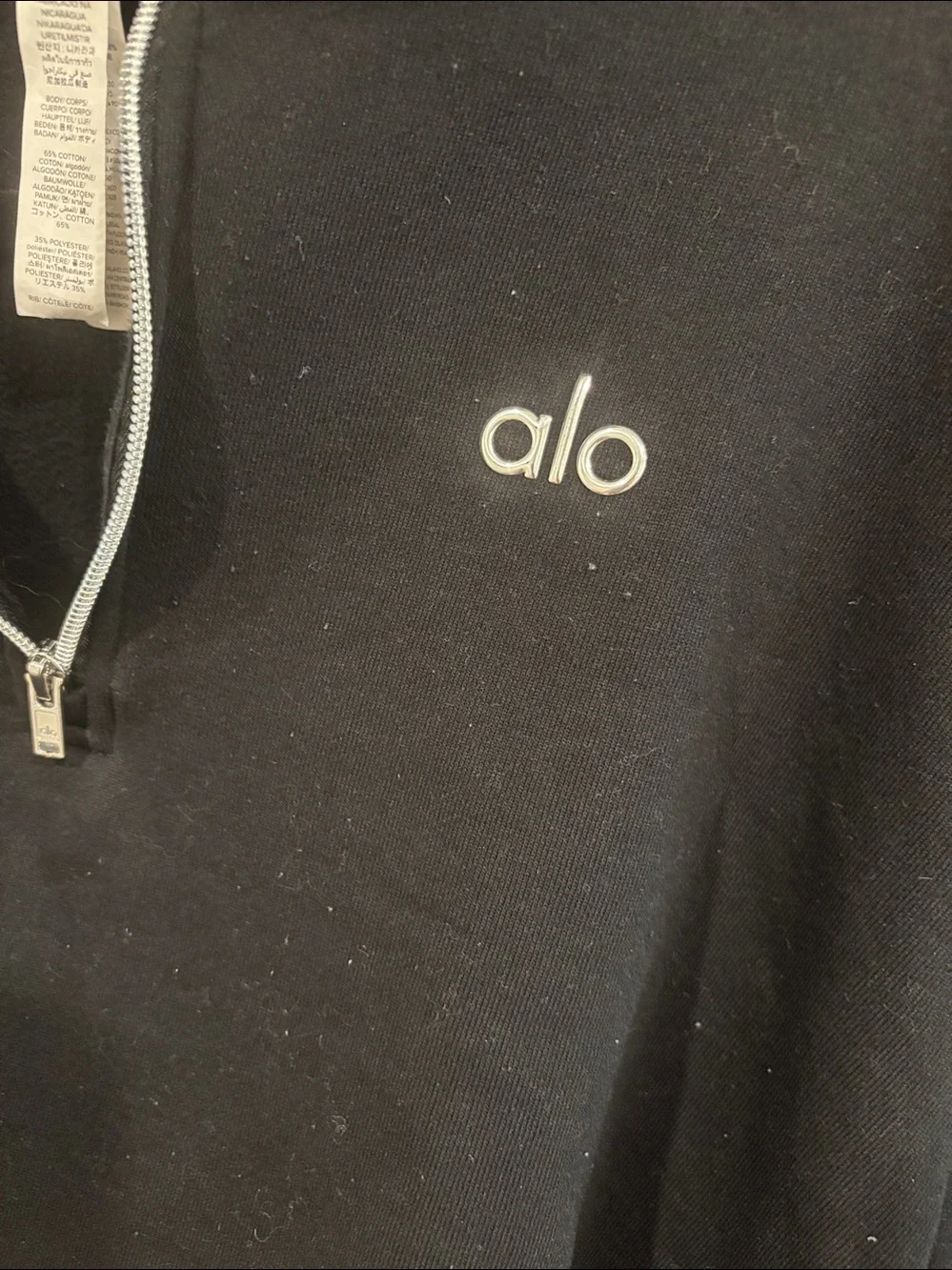 ALO Accolade 1/4 Zip Pullover - Black. Size XS.  Good Used Condition.