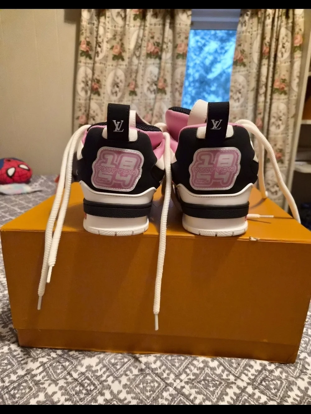Louis Vuitton Trainer Sneakers in Black, White & Pink