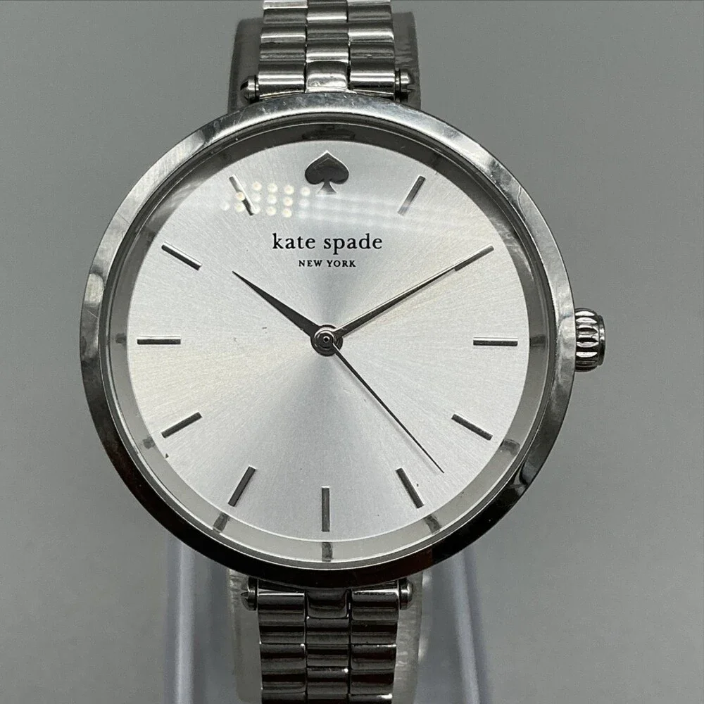 Kate Spade New York Womens Watch 34mm Silver Tone Stainless New Battery 6.25