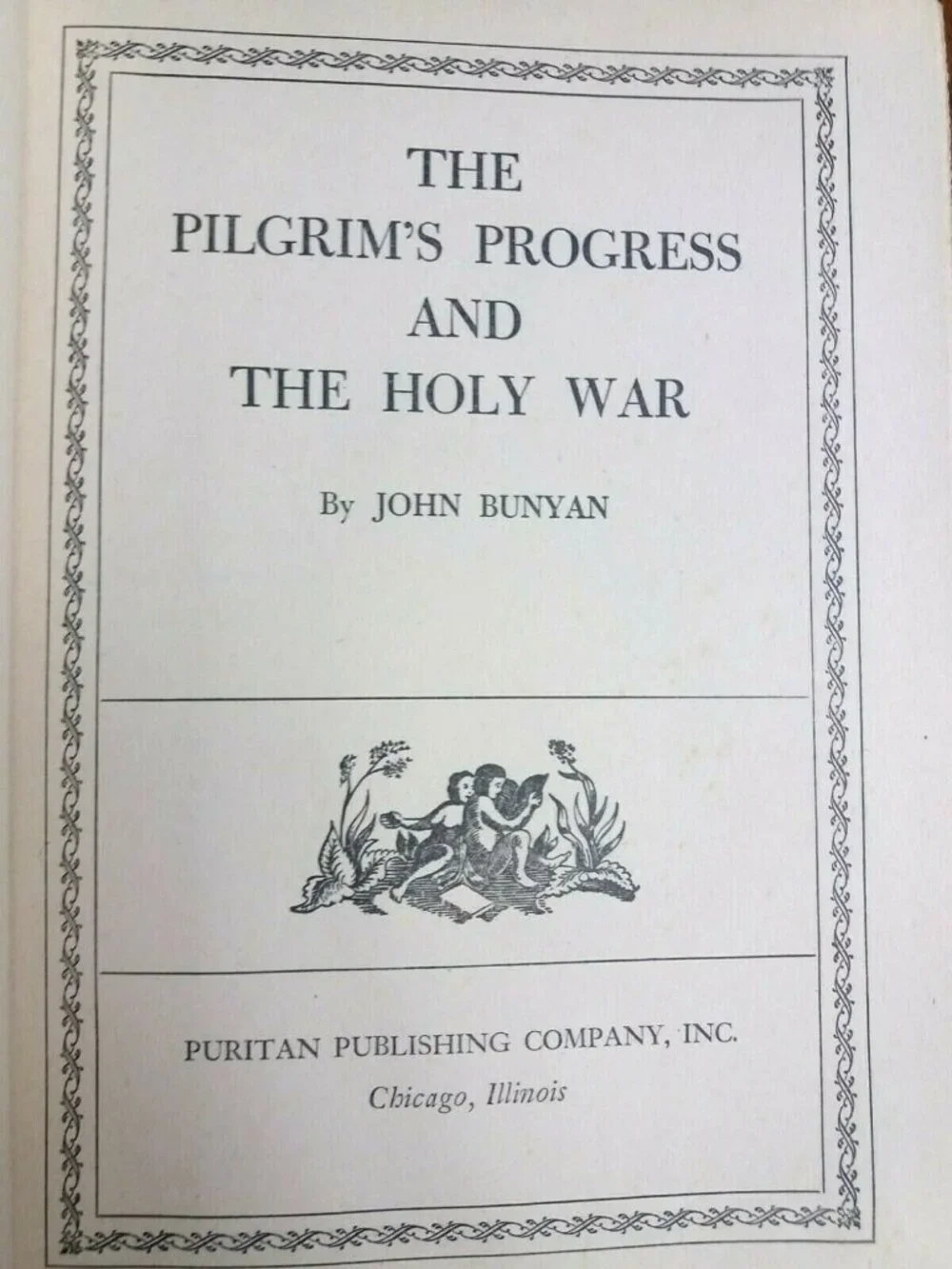 PILGRIMS PROGRESS and THE HOLY WAR Book John Bunyan Puritan Publishing Rare 1934
