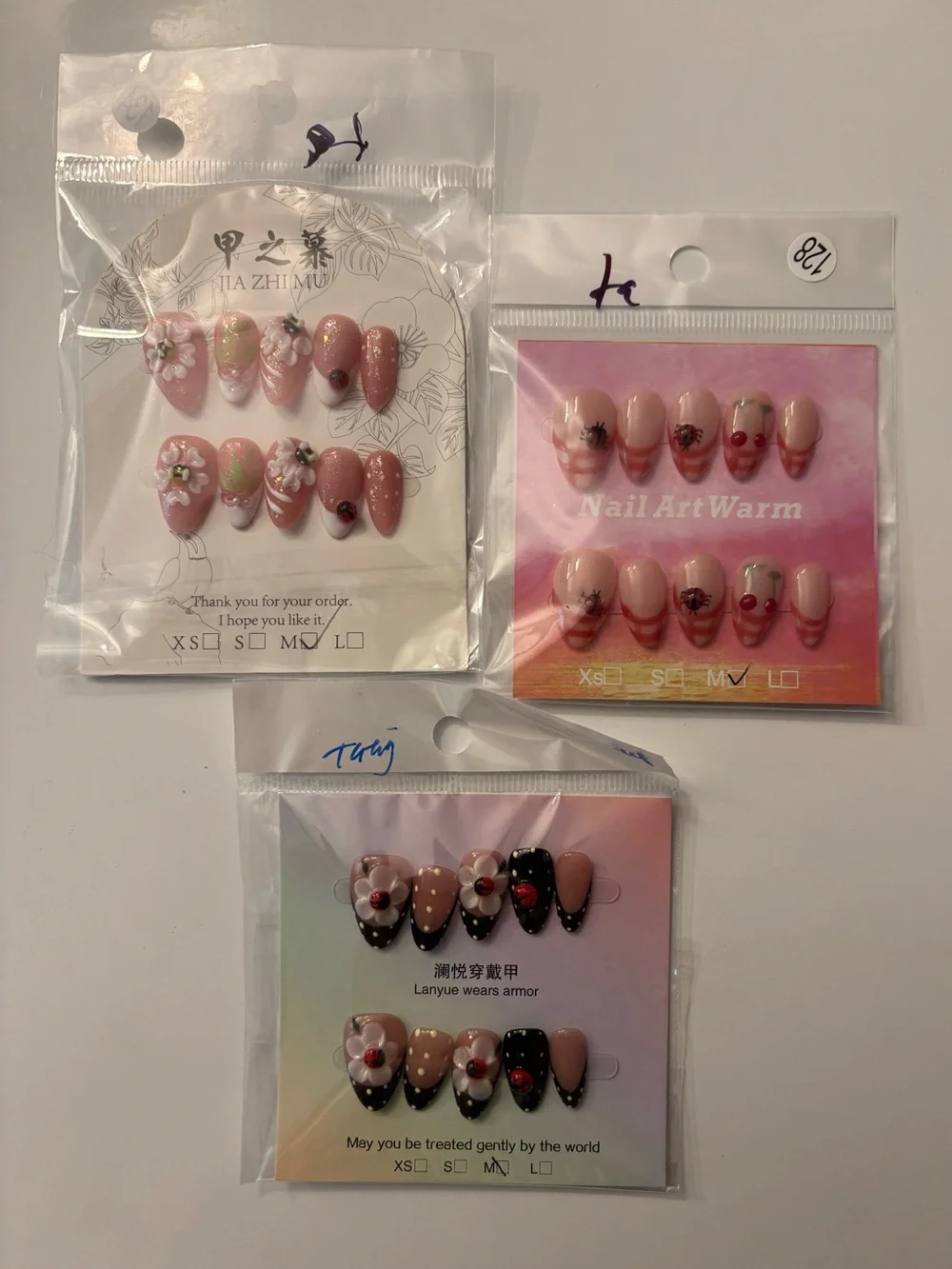 Ladybug Press-On Nail Sets - 3 Pack