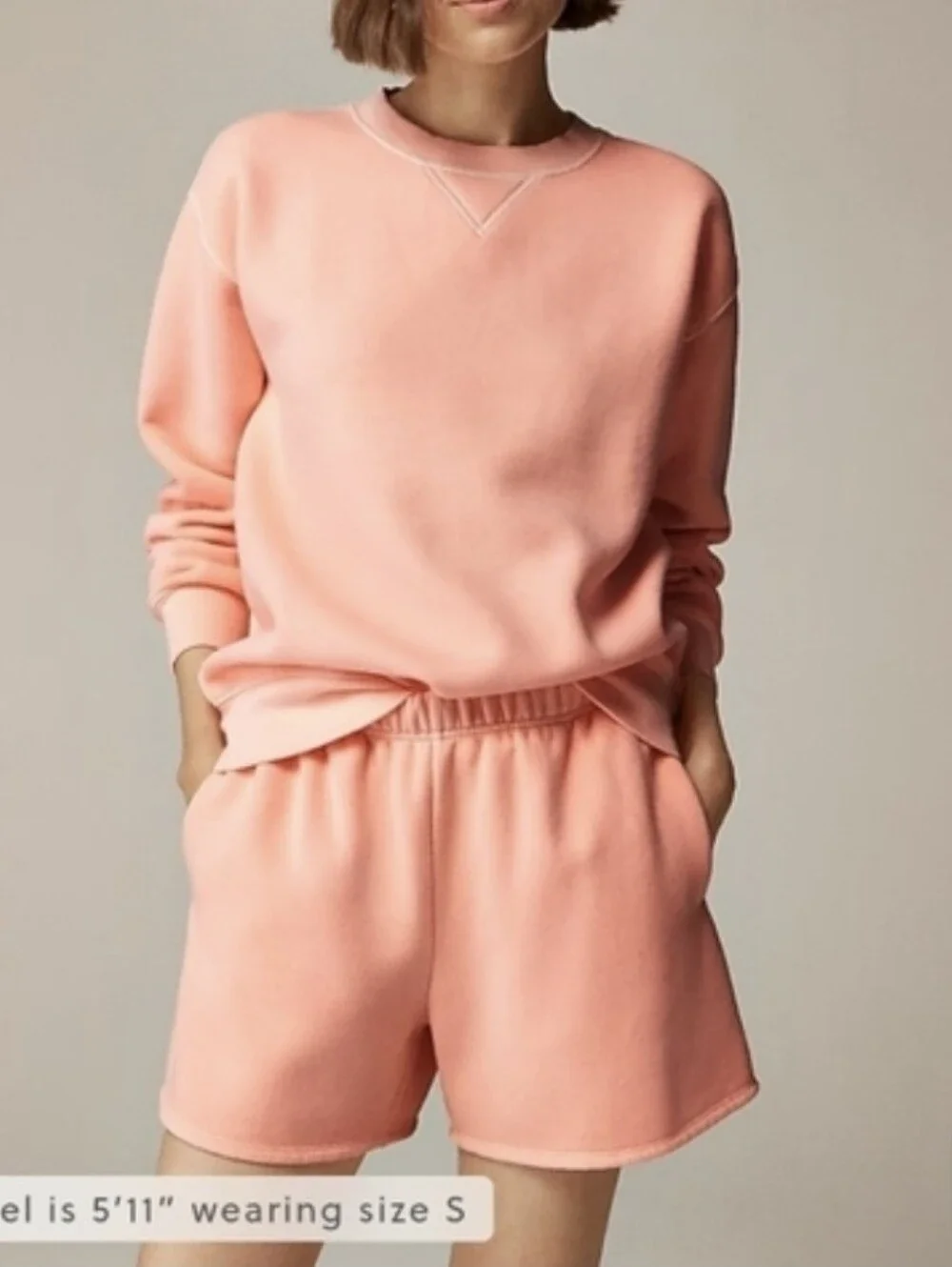 NWT J. Crew Heritage Fleece Salmon Pink Cotton Blend Lounge Sweat Shorts Size S