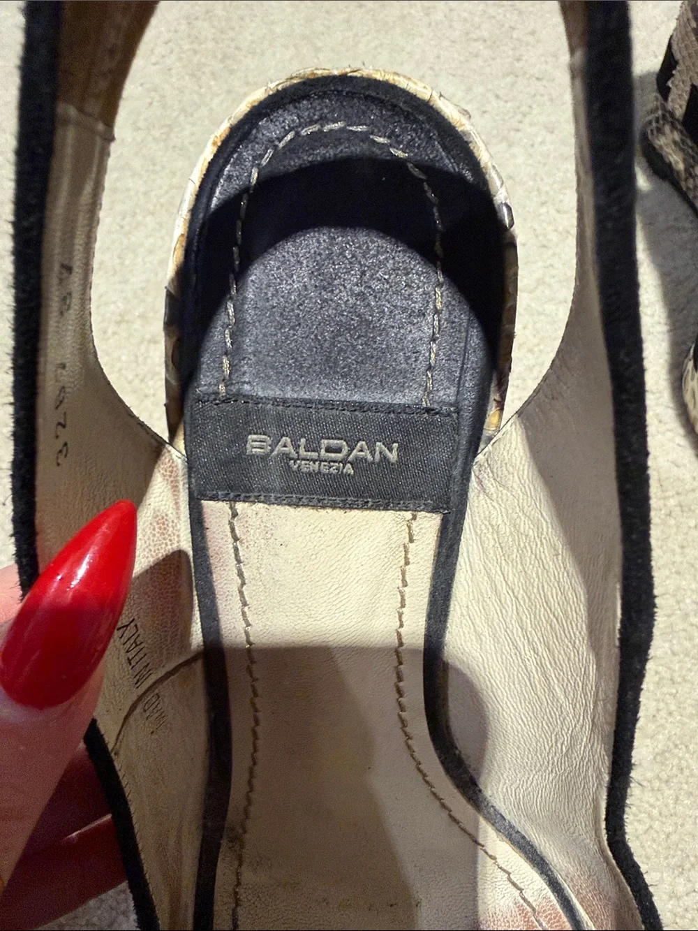 Baldan Black Suede Peep-Toe Wedge Sandals