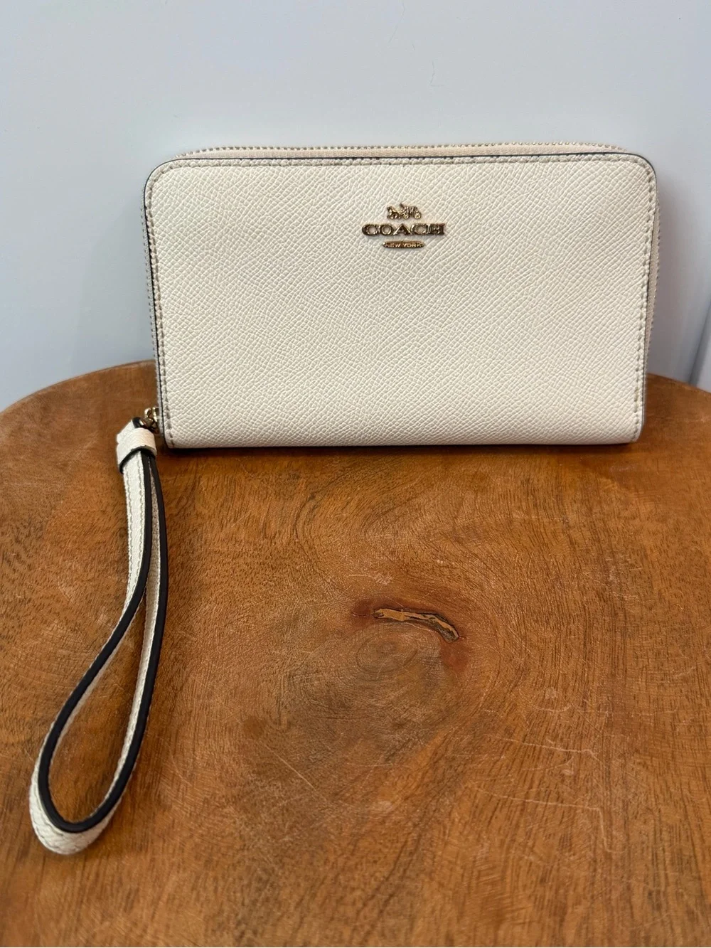 Coach Ivory Leather Zip-Around Wallet