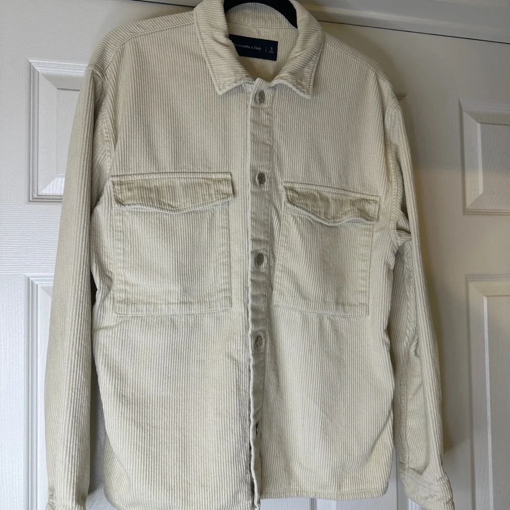 Abercrombie & Fitch Cream Corduroy Shacket Overshirt | Men’s Size S