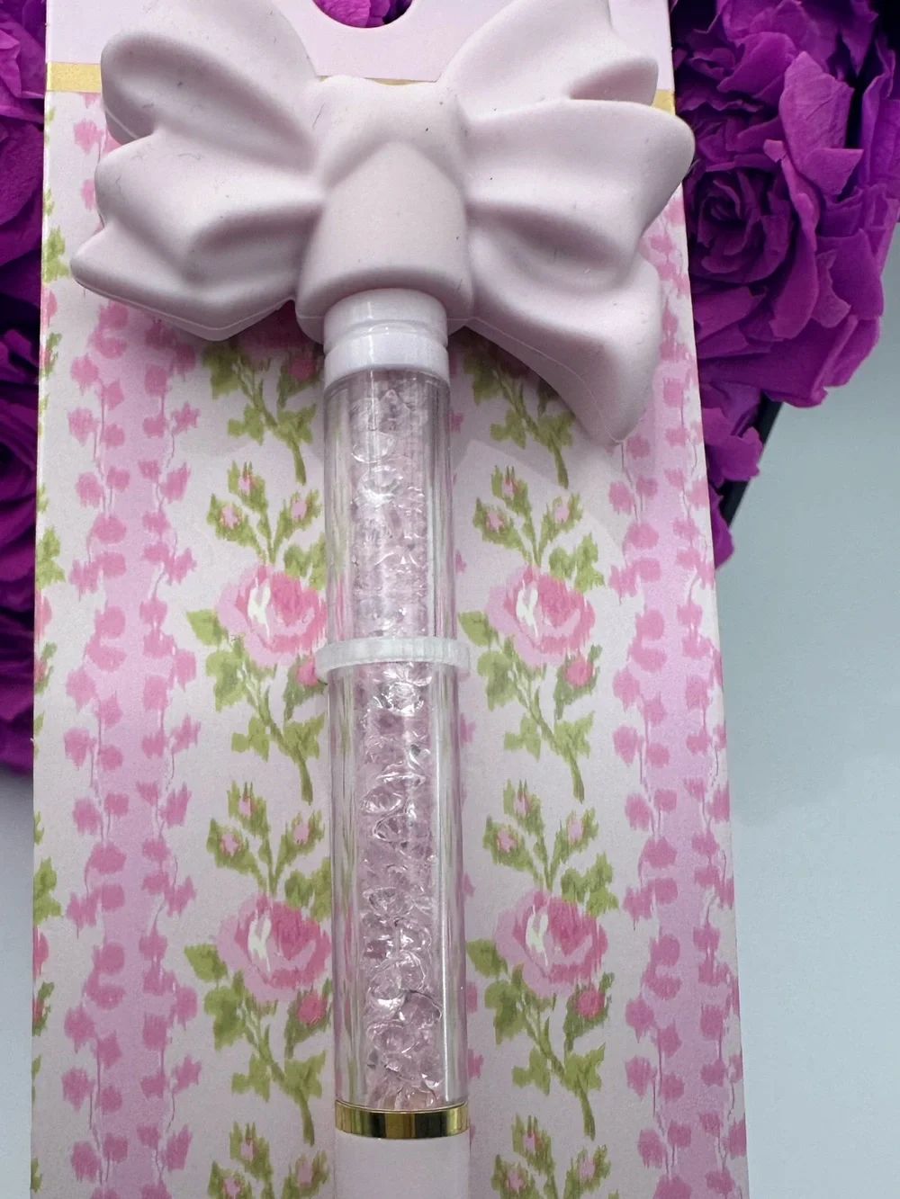 LoveShackFancy Pink Bow Crystal Ballpoint Pen