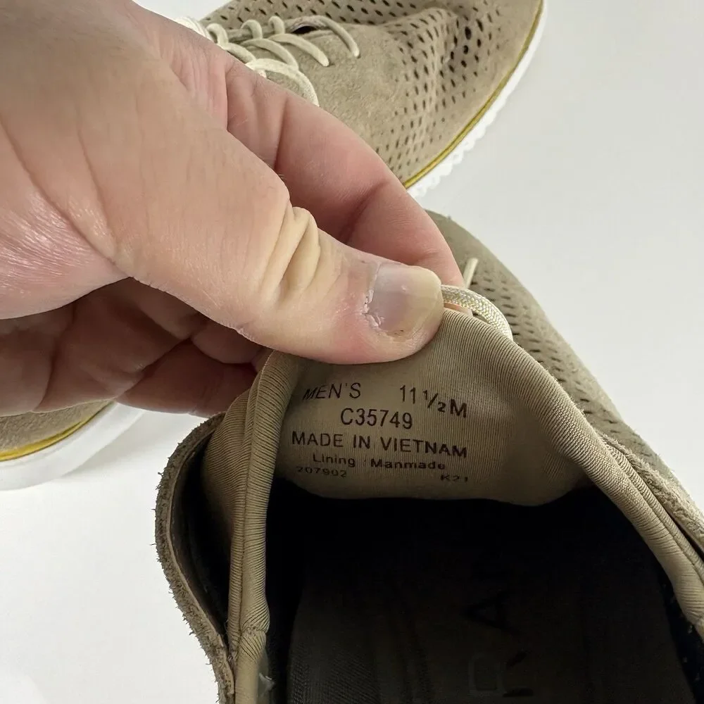 Cole Haan 2.Zerogrand Laser Wingtip Oxford Lined Warm Stucco Suede C35749 11.5M