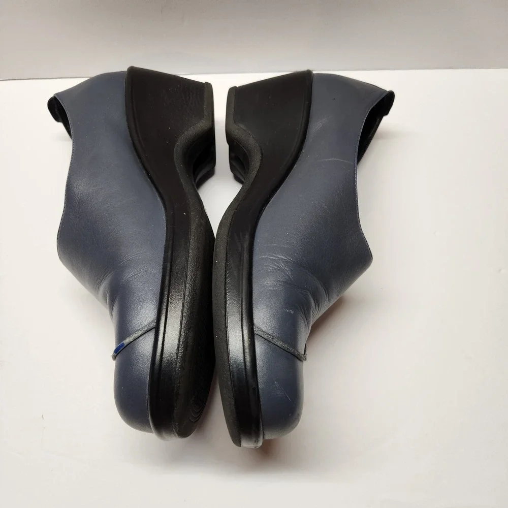 Dansko Womens Navy Blue Leather Wedge Loafers Comfort Shoes Size EU 40 US 9.5/10