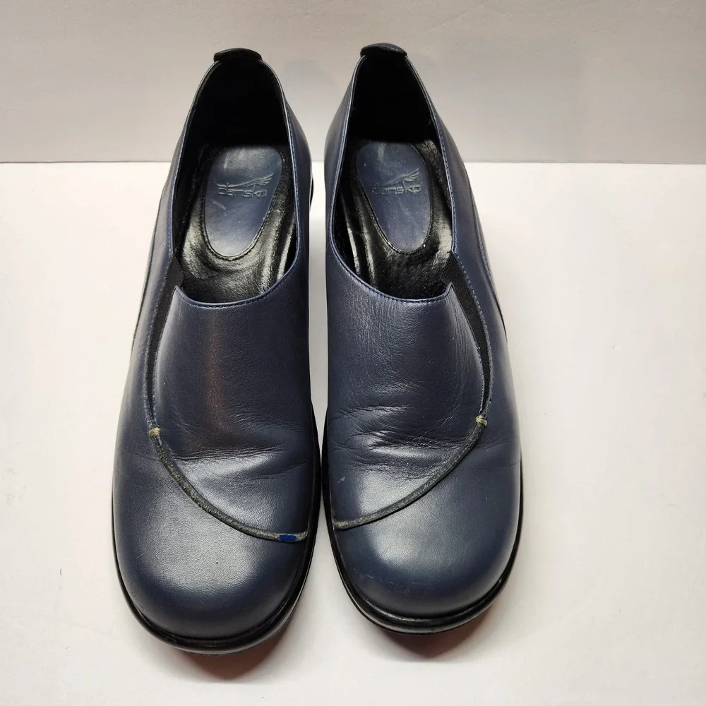 Dansko Womens Navy Blue Leather Wedge Loafers Comfort Shoes Size EU 40 US 9.5/10