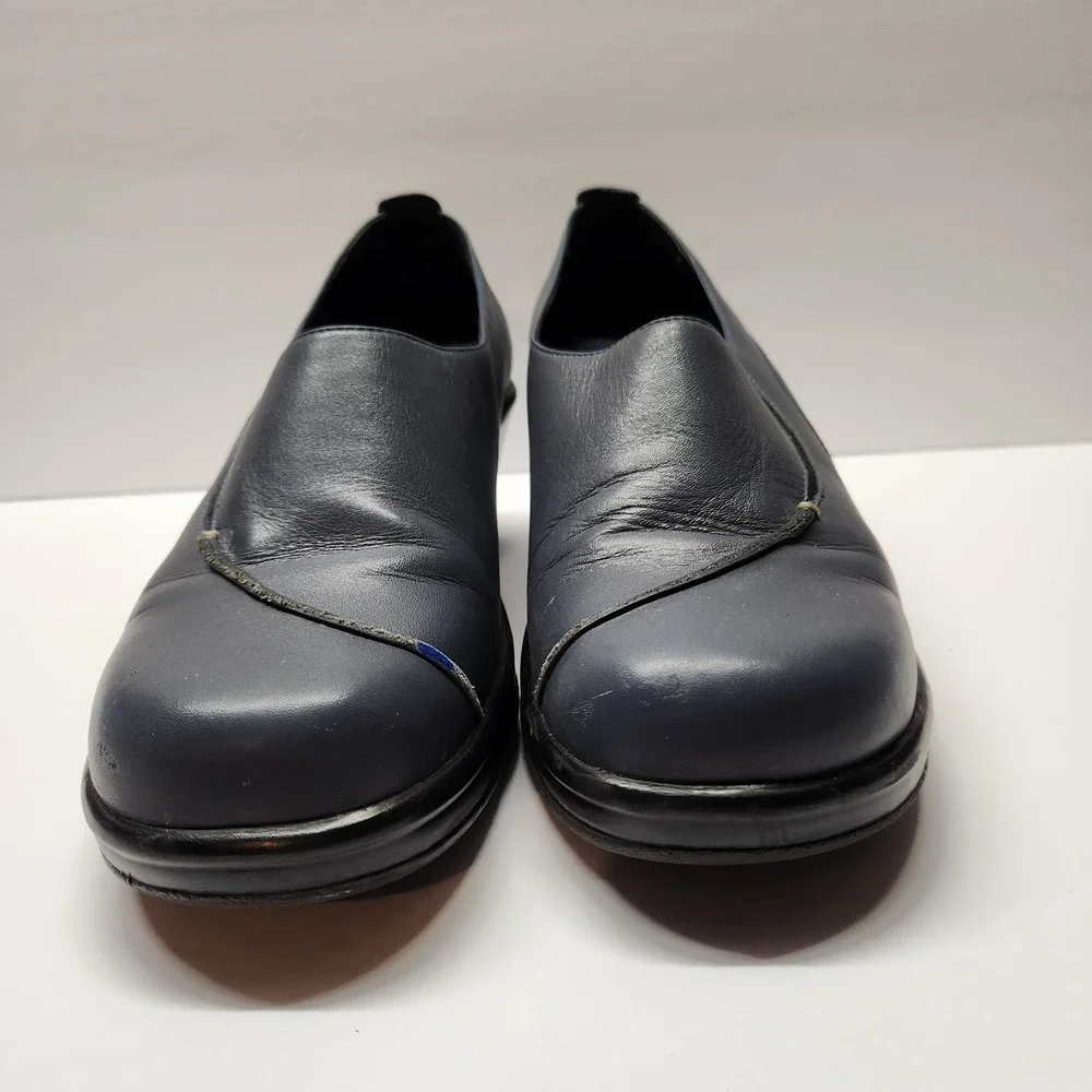Dansko Womens Navy Blue Leather Wedge Loafers Comfort Shoes Size EU 40 US 9.5/10