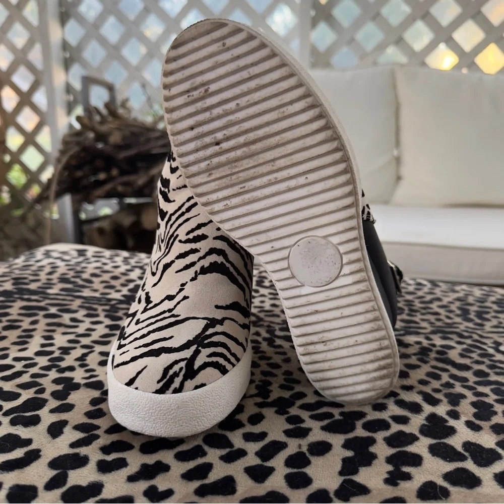 Zebra Print Wedge Ankle Boots