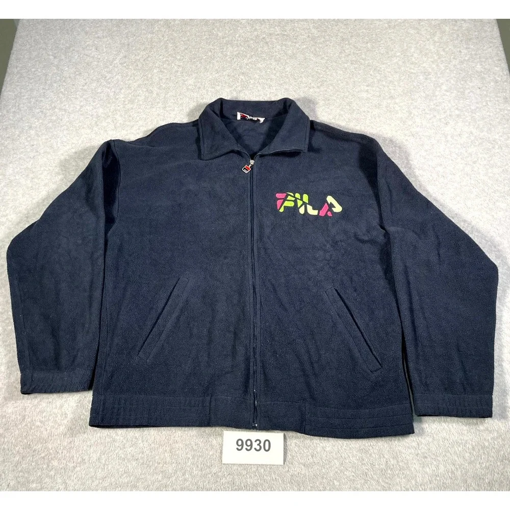 Vintage Fila Polartec Fleece Jacket Mens 40 Navy Blue Full Zip Medium