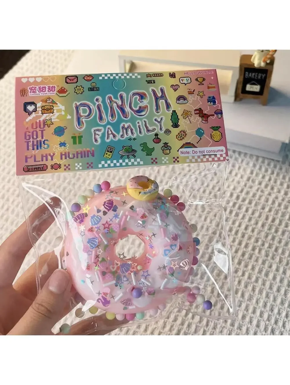 Pink Taba Donut Squishy Sensory Toy Pastel Stress Relief Cute Desk Decor