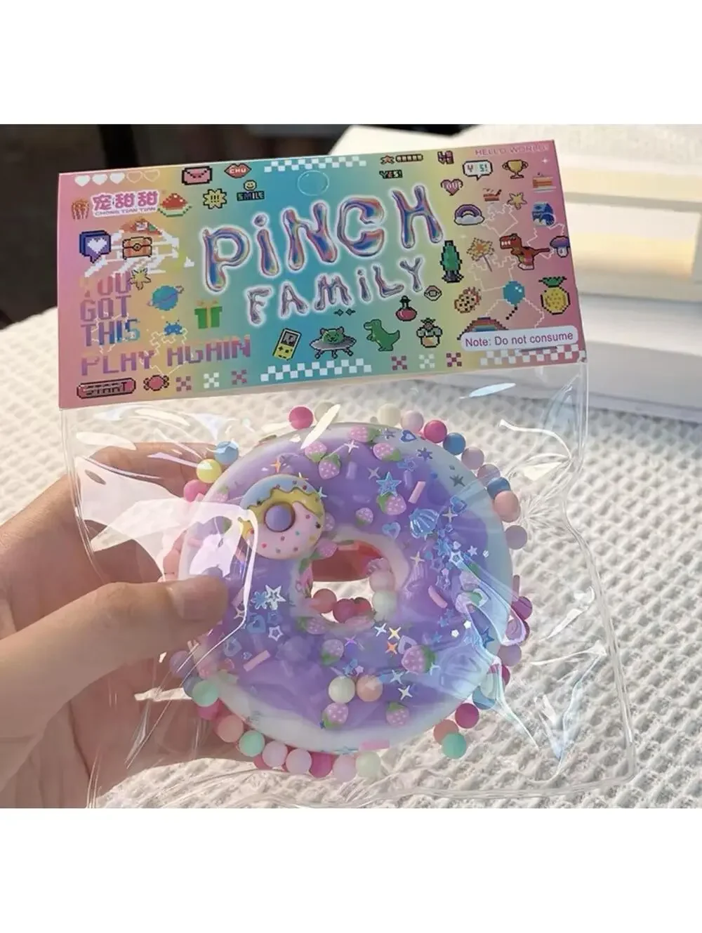 Pink Taba Donut Squishy Sensory Toy Pastel Stress Relief Cute Desk Decor