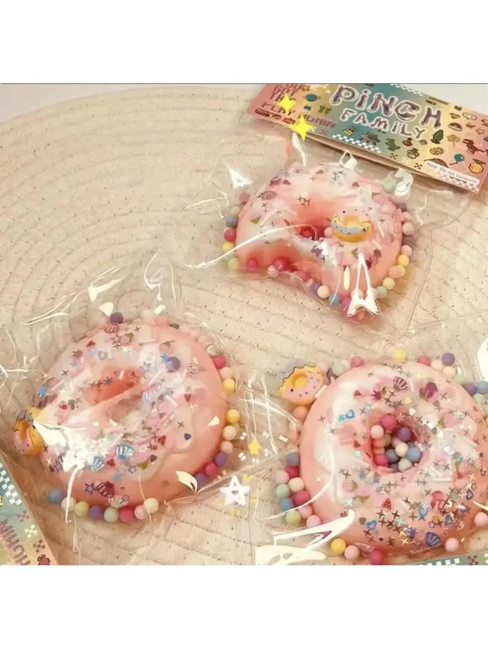 Pink Taba Donut Squishy Sensory Toy Pastel Stress Relief Cute Desk Decor