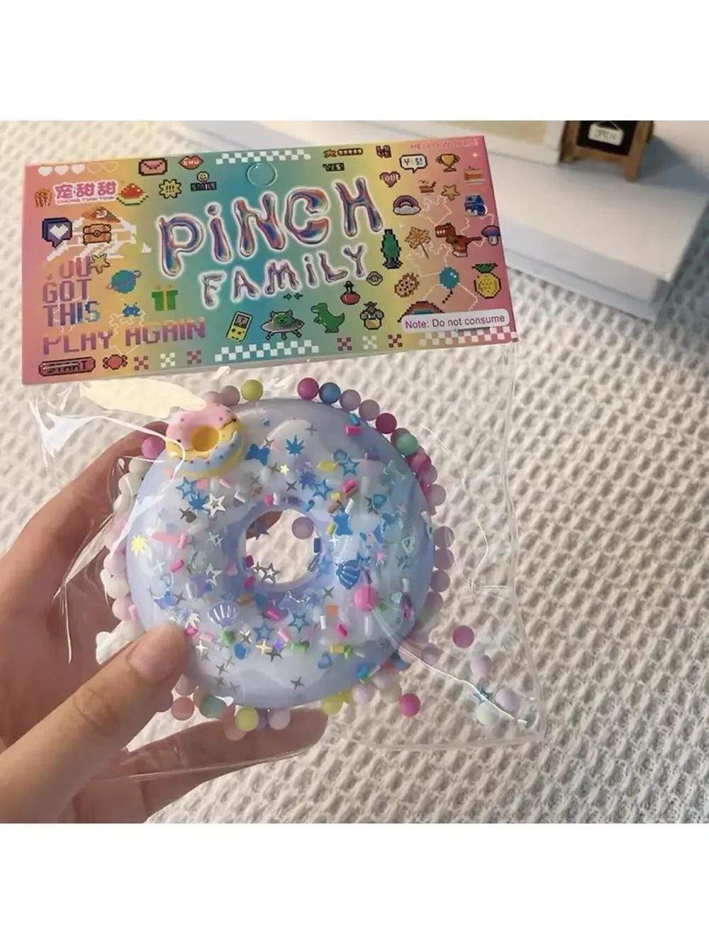 Pink Taba Donut Squishy Sensory Toy Pastel Stress Relief Cute Desk Decor
