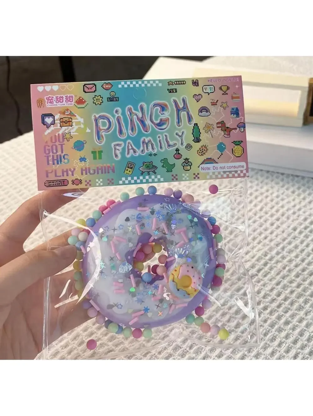 Pink Taba Donut Squishy Sensory Toy Pastel Stress Relief Cute Desk Decor
