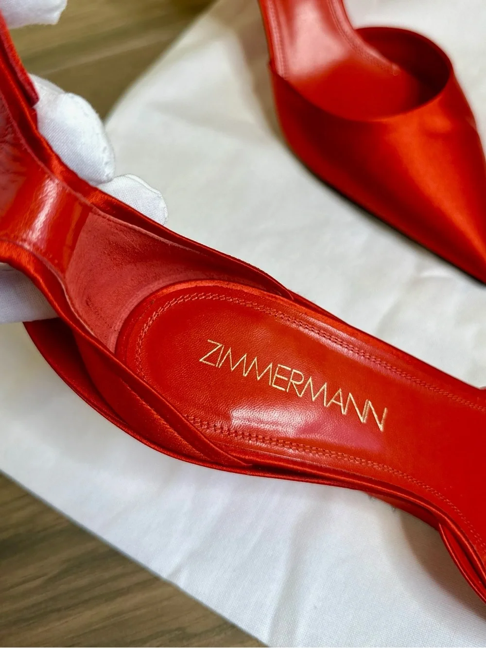 EUC Zimmermann Surf Satin Pumps in Ruby