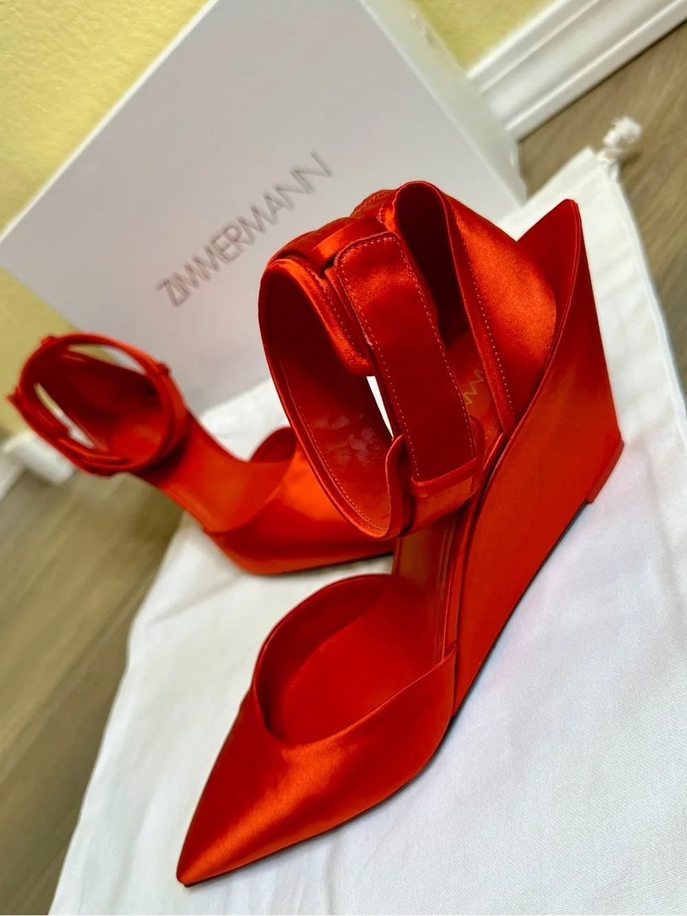 EUC Zimmermann Surf Satin Pumps in Ruby