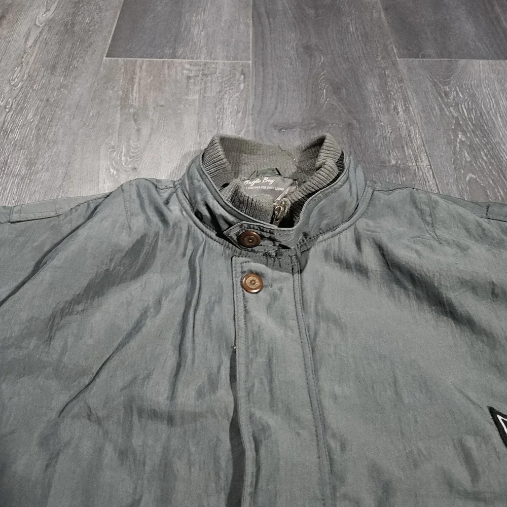 Vintage Bugle Boy Aviator Bomber Jacket Adult L Green 90s Airborne Wings Crest