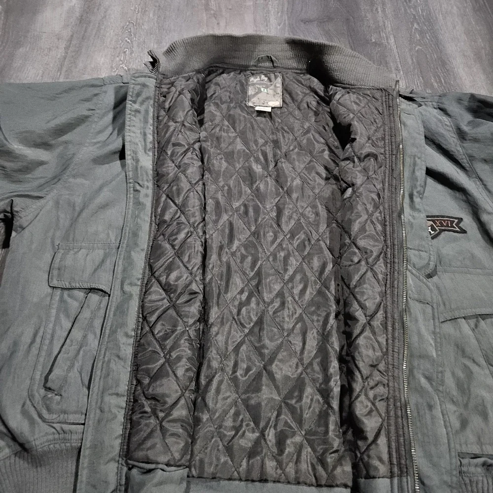 Vintage Bugle Boy Aviator Bomber Jacket Adult L Green 90s Airborne Wings Crest