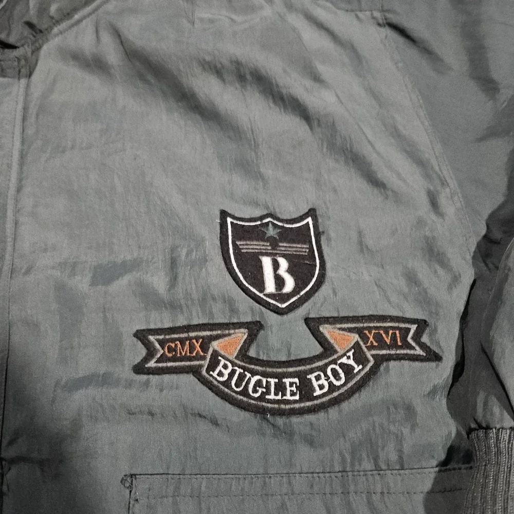 Vintage Bugle Boy Aviator Bomber Jacket Adult L Green 90s Airborne Wings Crest