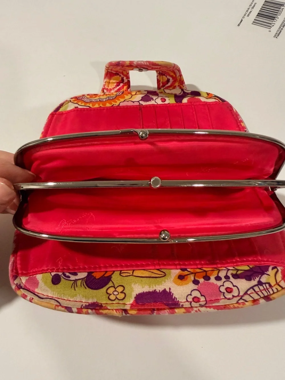 Vera Bradley Pink Yellow Quilted Ikat Clutch