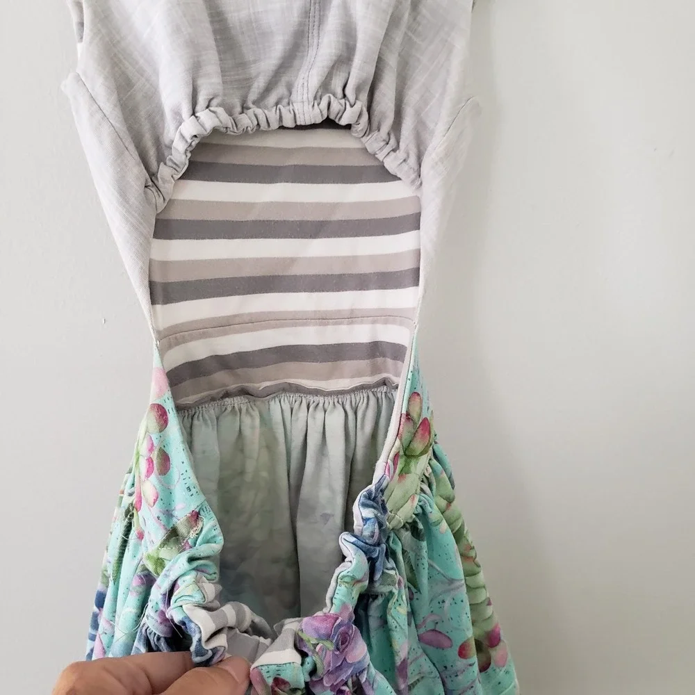 Handmade Little Girl Summer Dress SIZE 3T  Hi-Lo Floral Open Back Pockets READ