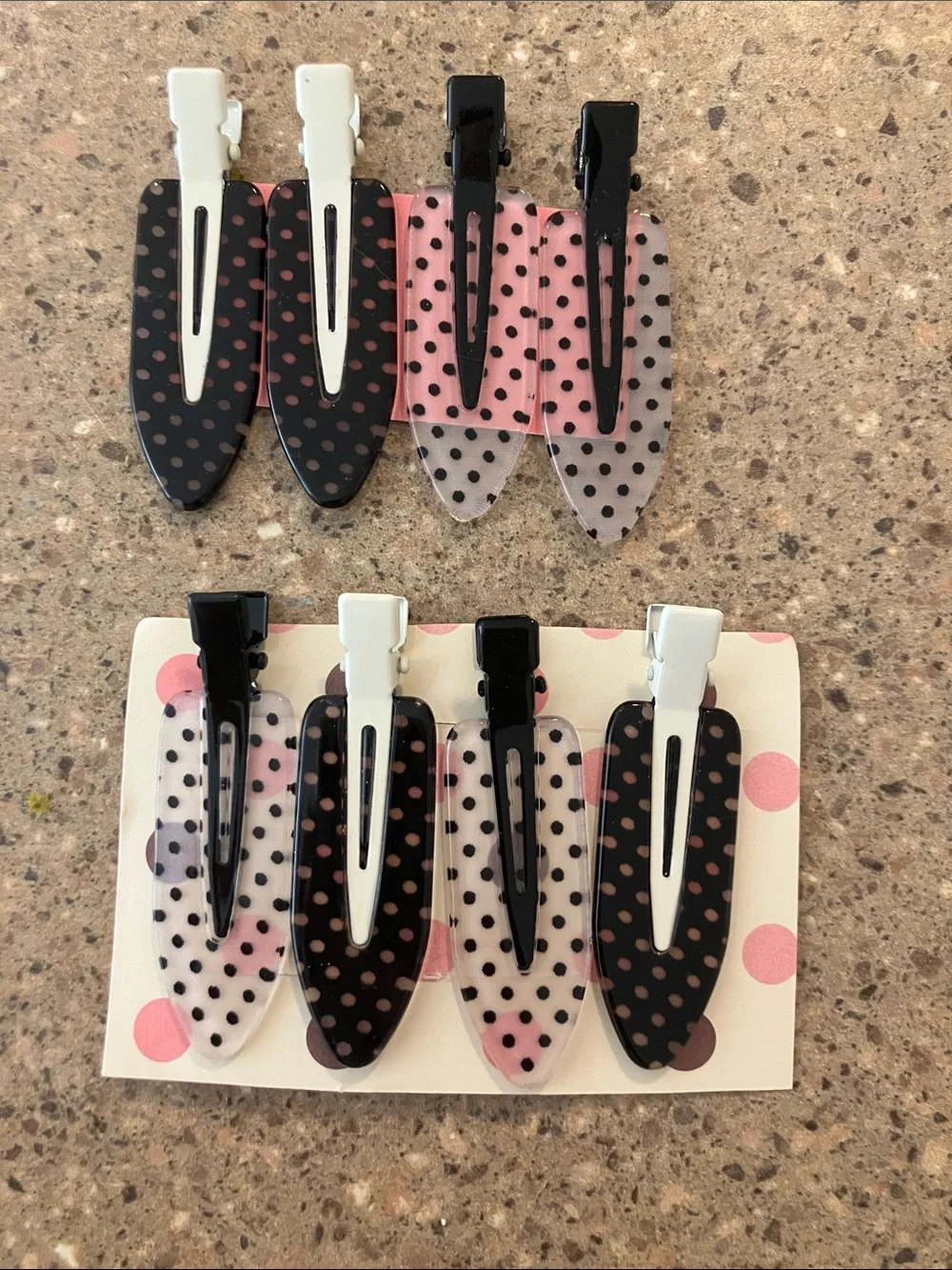 Polka Dot Snap Hair Clips for Kids - Pink & Black