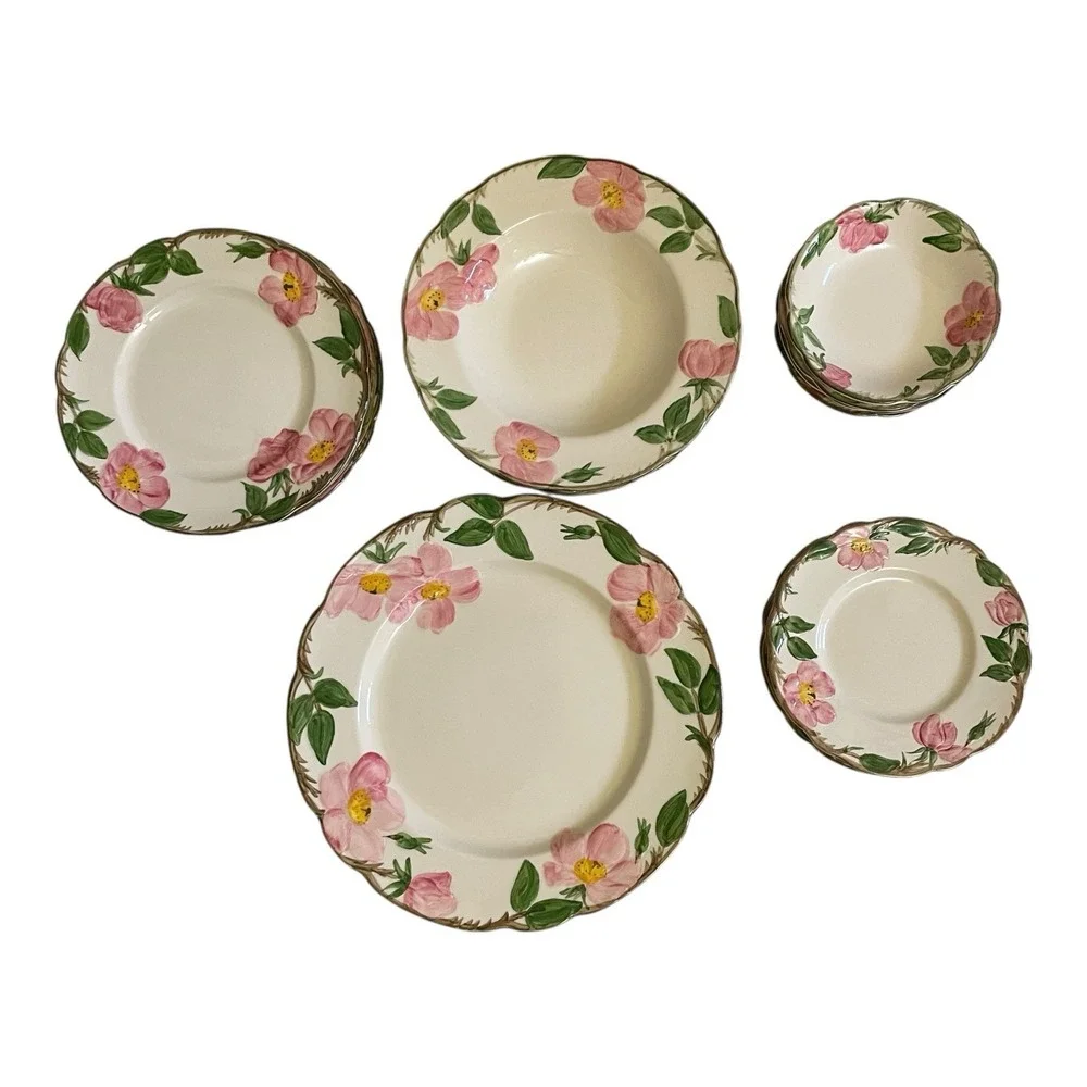 Franciscan Desert Rose Stoneware 20 Piece Set- Fruit, Bread, Salad, Dinner, Soup