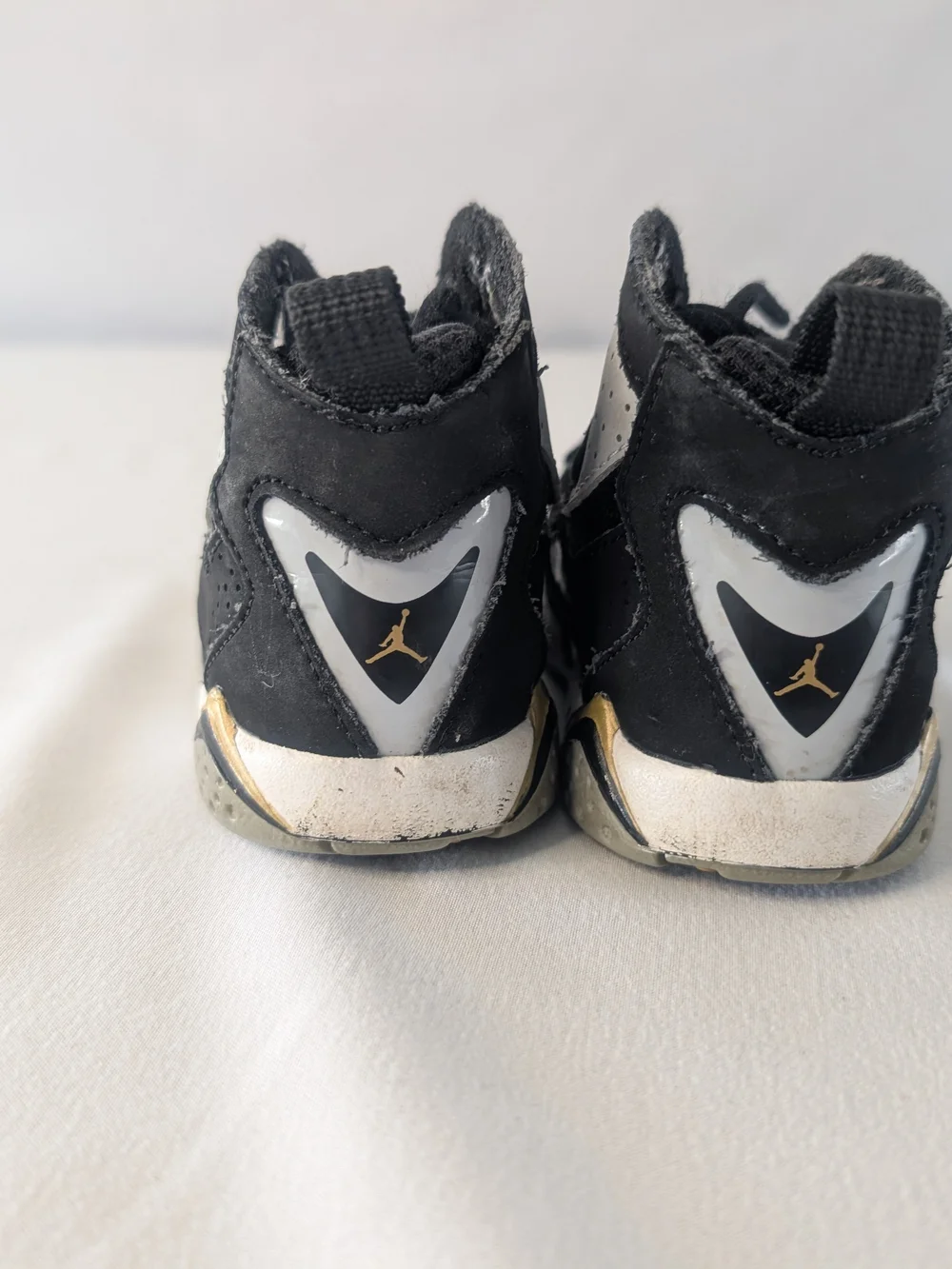 Nike Jordan True Flight Baby Black, Gray and Gold Sneakers