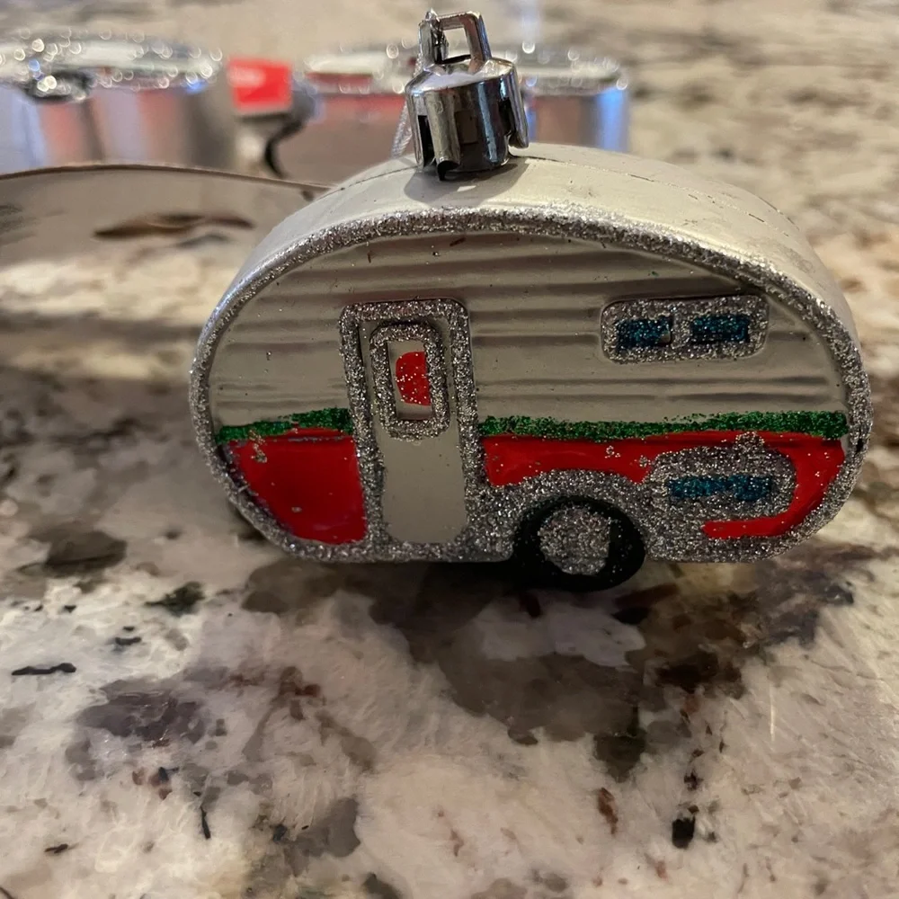 Lot of 4 Retro Travel Trailer Canned Ham Glitter 3