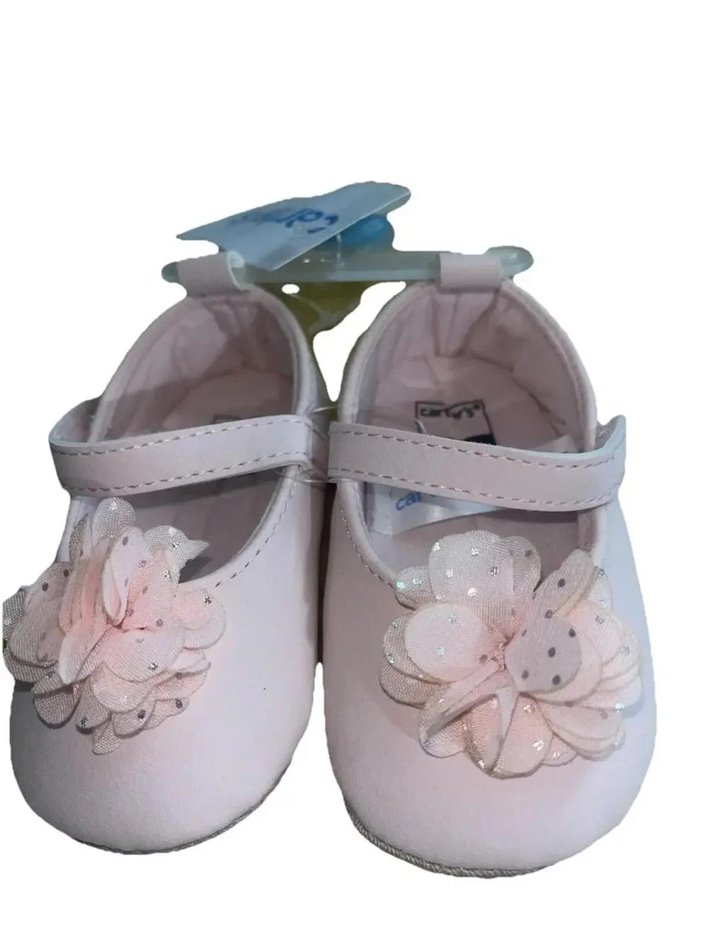 NWT Carters baby girl shoes pink with FLOWER and strap 3/6