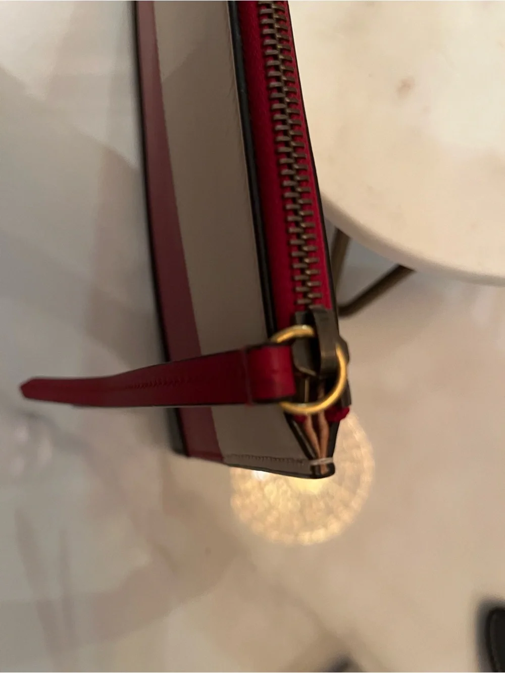 Gucci Large Leather Wristlet in White, Red, Navy Blue (Queen Margaret)