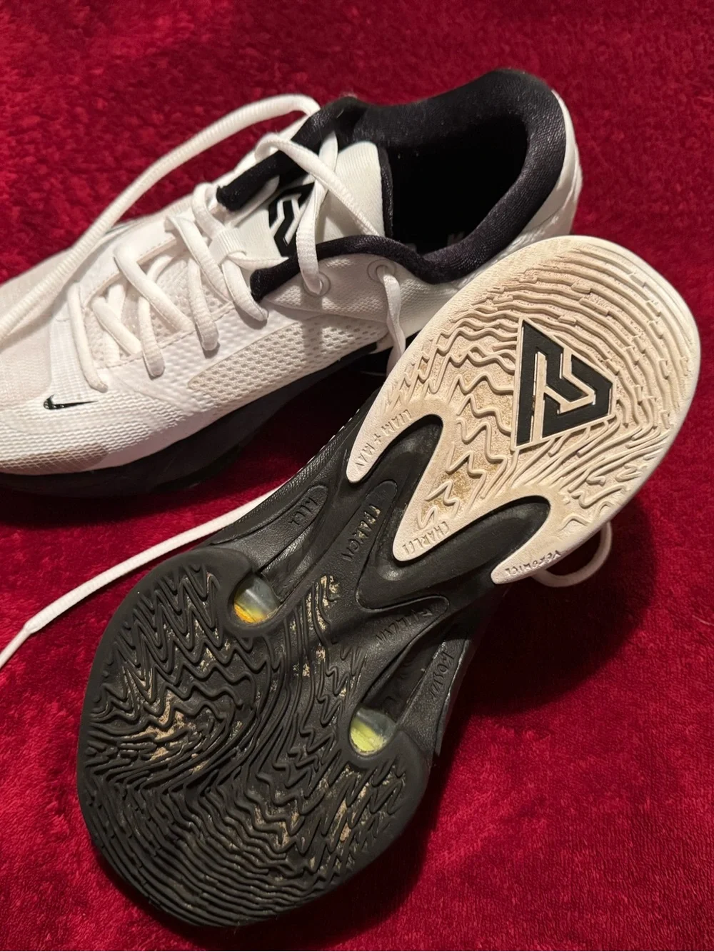 Nike White and Black Running Sneakers with Swoosh