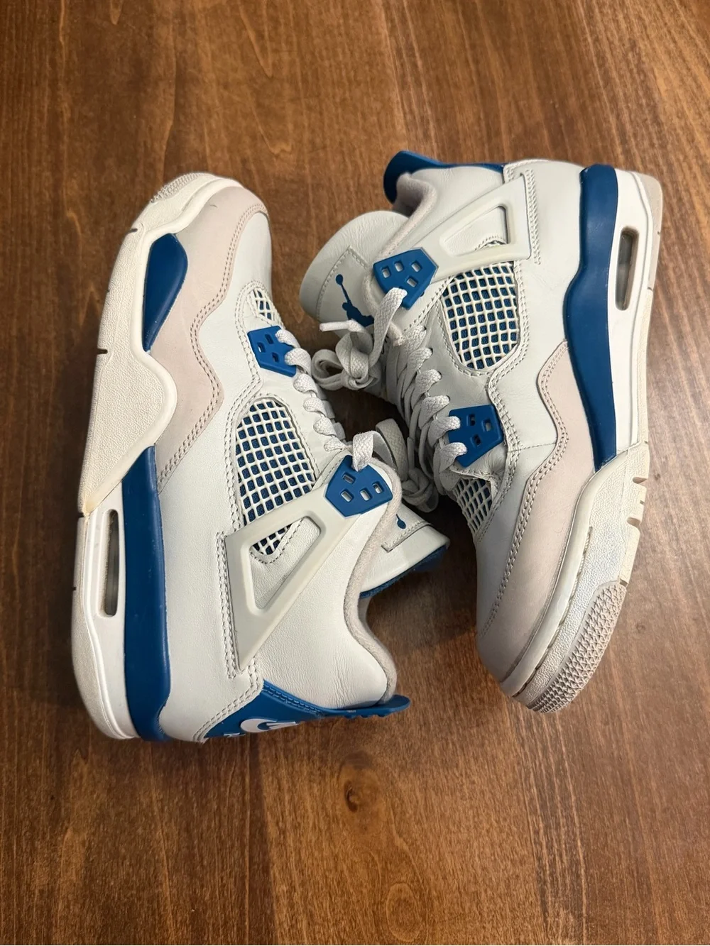 Excellent Air Jordan 4 Retro 2024 Off White/Military Blue GS Sz6Y