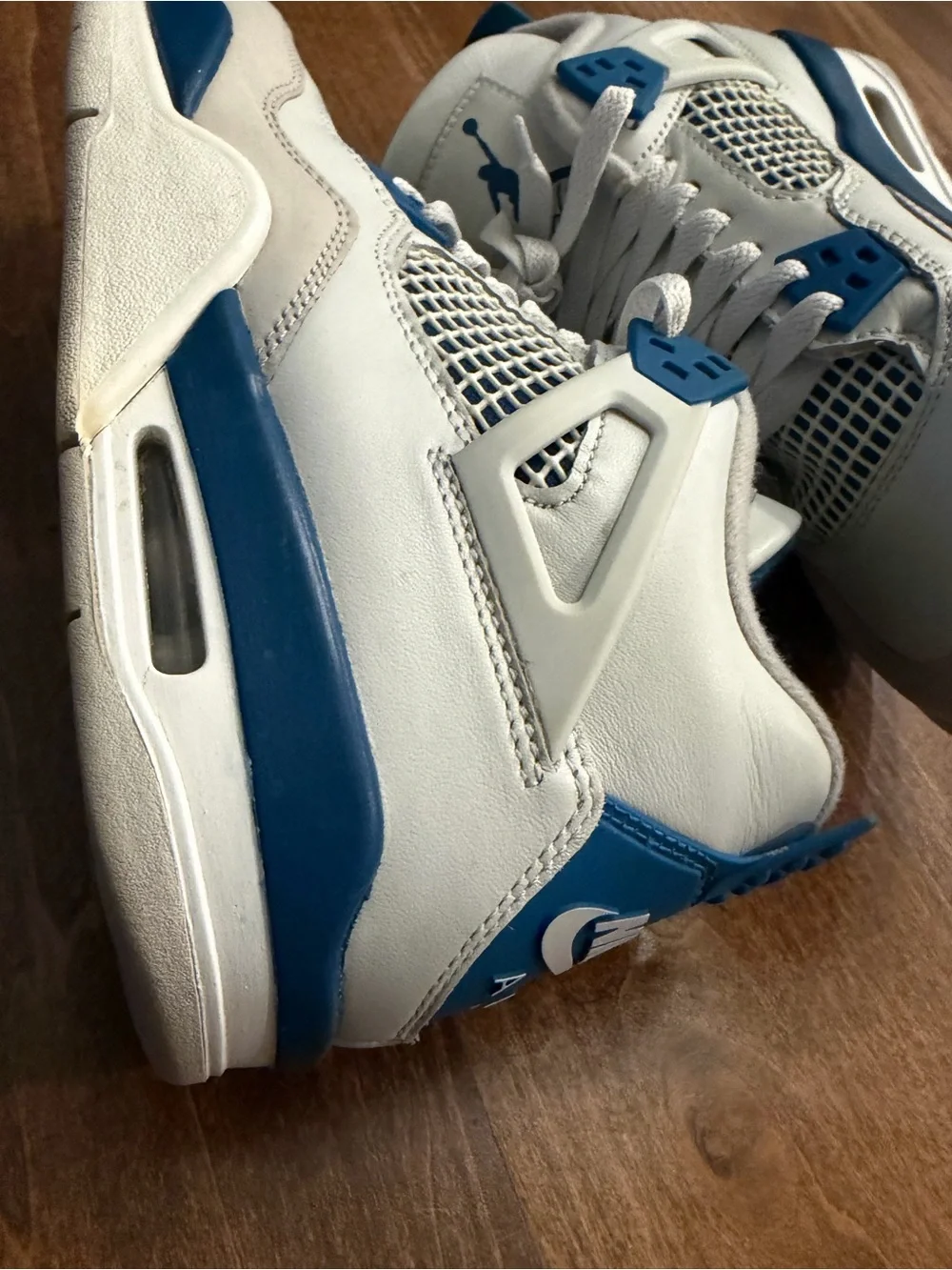 Excellent Air Jordan 4 Retro 2024 Off White/Military Blue GS Sz6Y