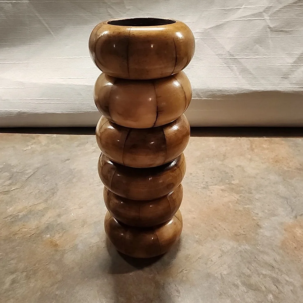 Vintage Round Wood Napkin Rings Set of 6 Natural Wood Tone Unique Beautiful(S14)