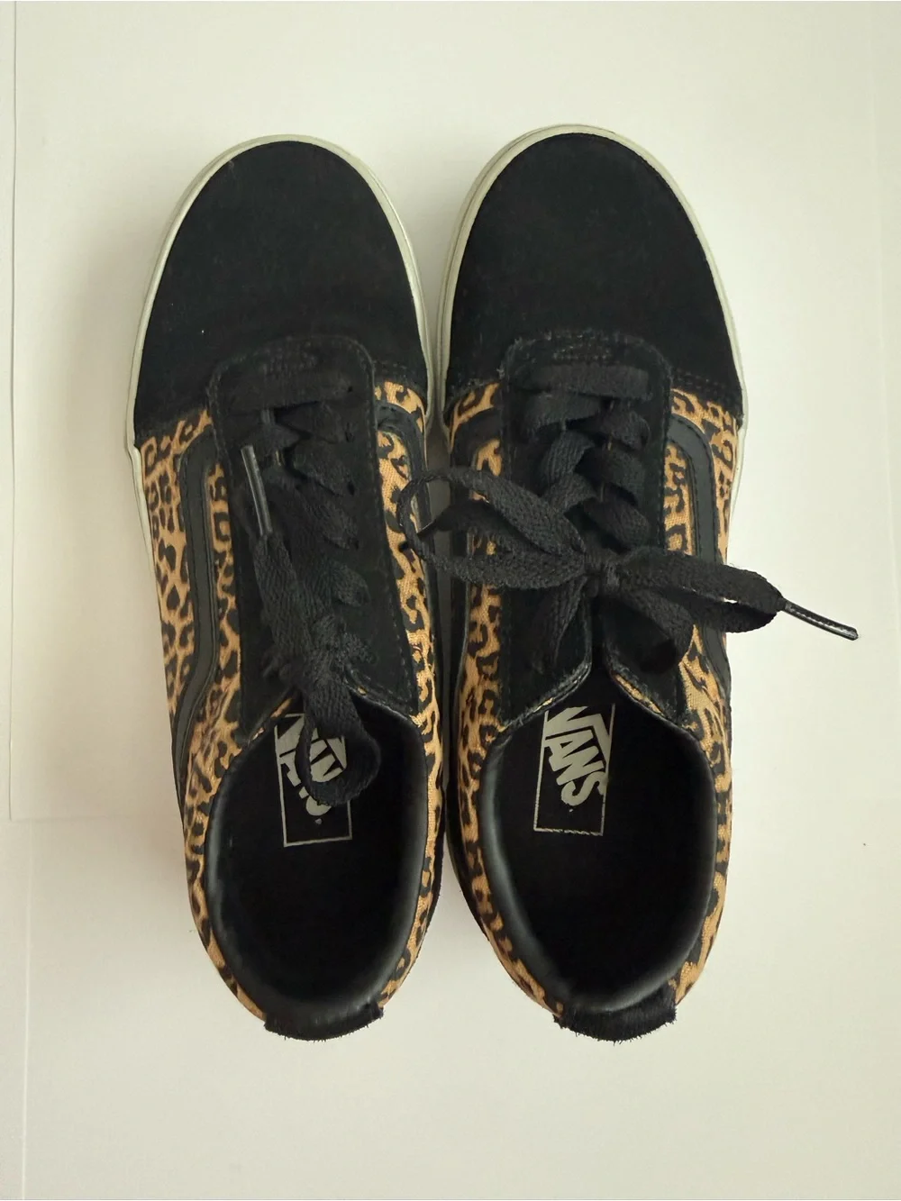 Vans Kids Leopard-Print Black Suede Low-Top Sneakers