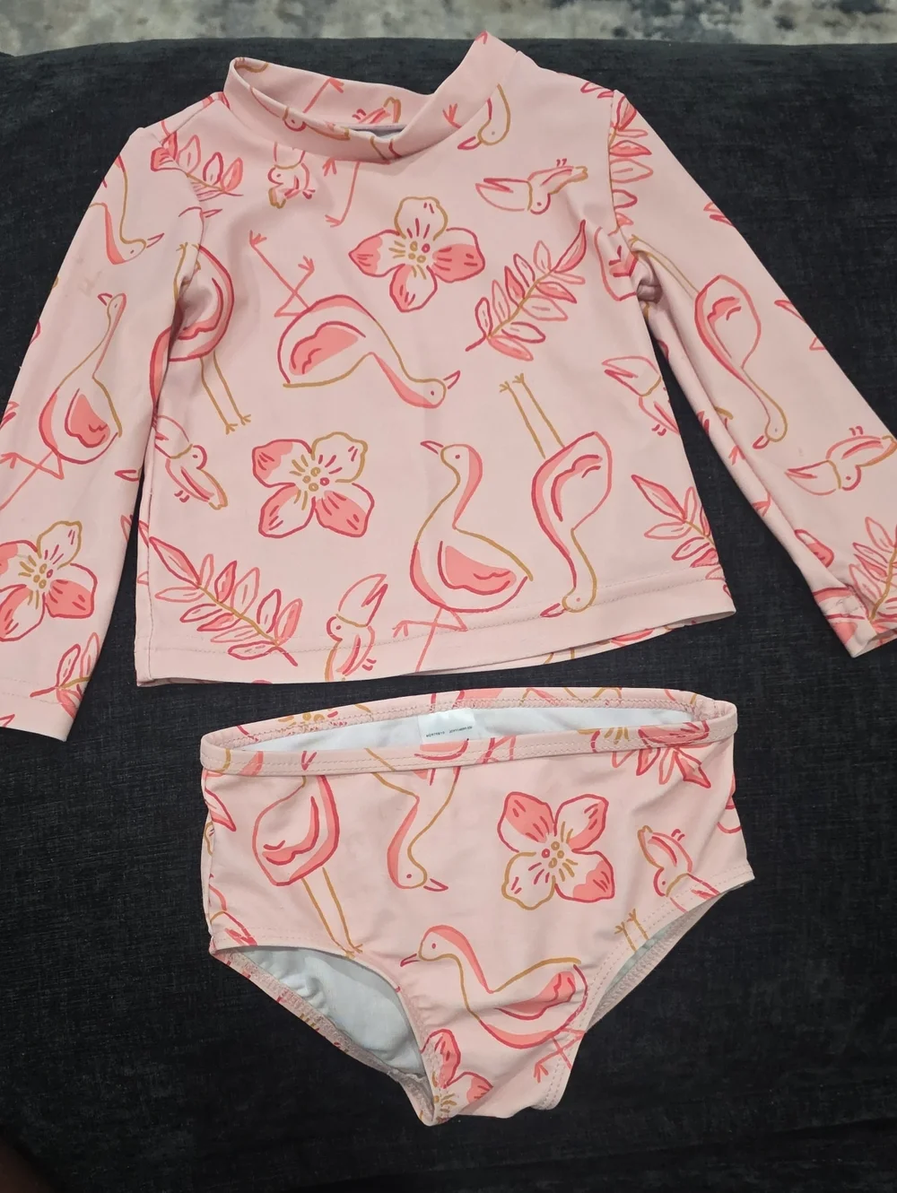 Carter's Pink Flamingo Print Long-Sleeve Rashguard Set