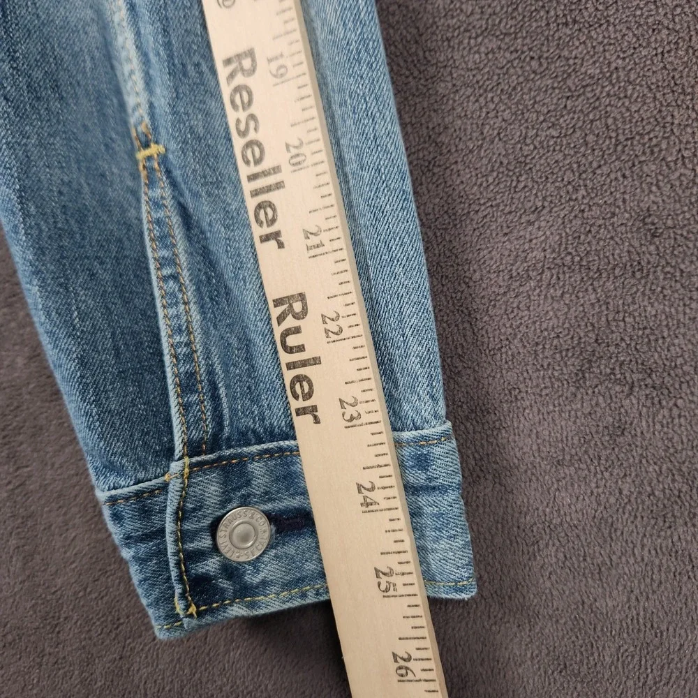 Levis Premium Trucker Jacket Mens Large Faded Blue Denim Modern Big E 72334-0351