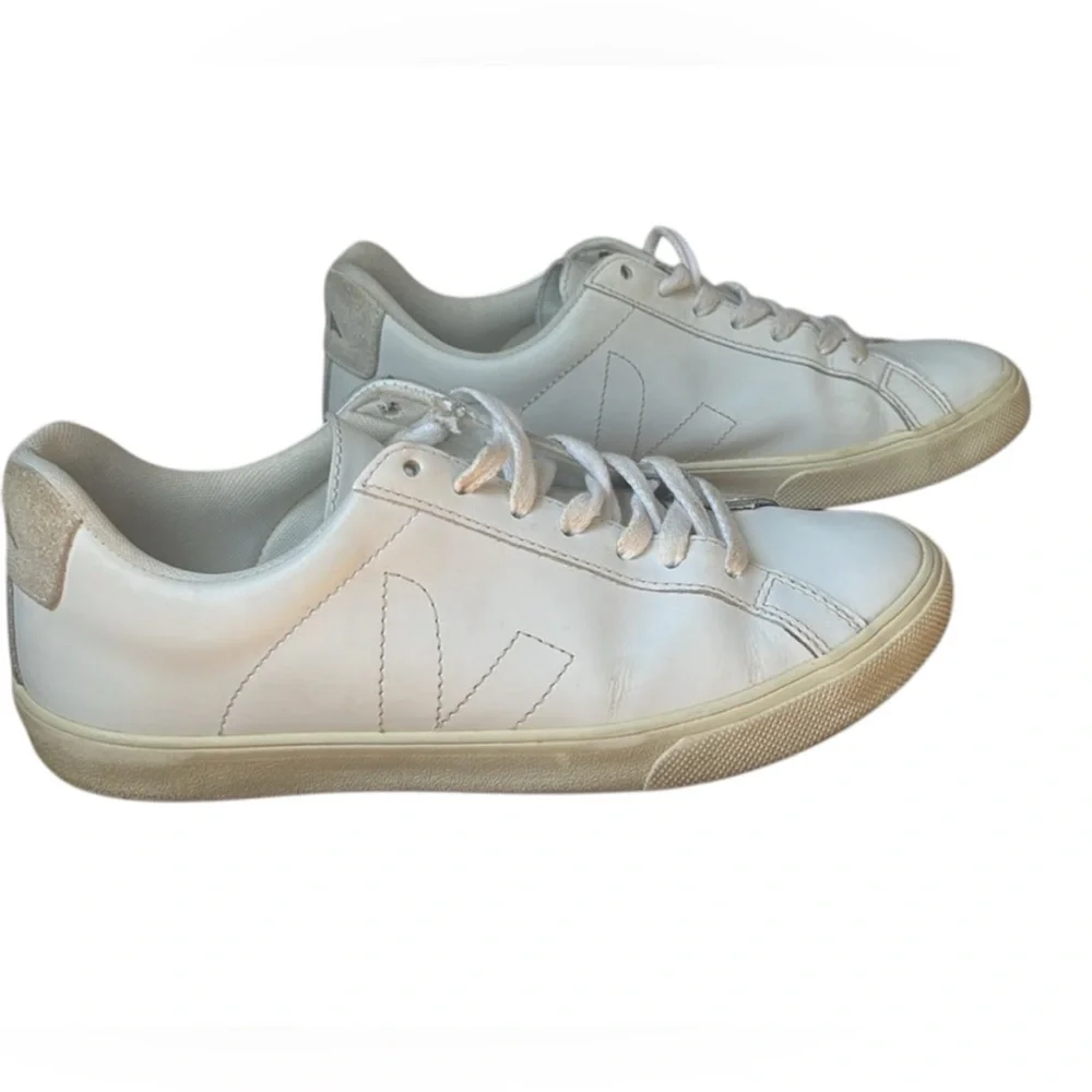 VEJA Esplar Leather V Logo Sneaker Tennis Shoes All White
