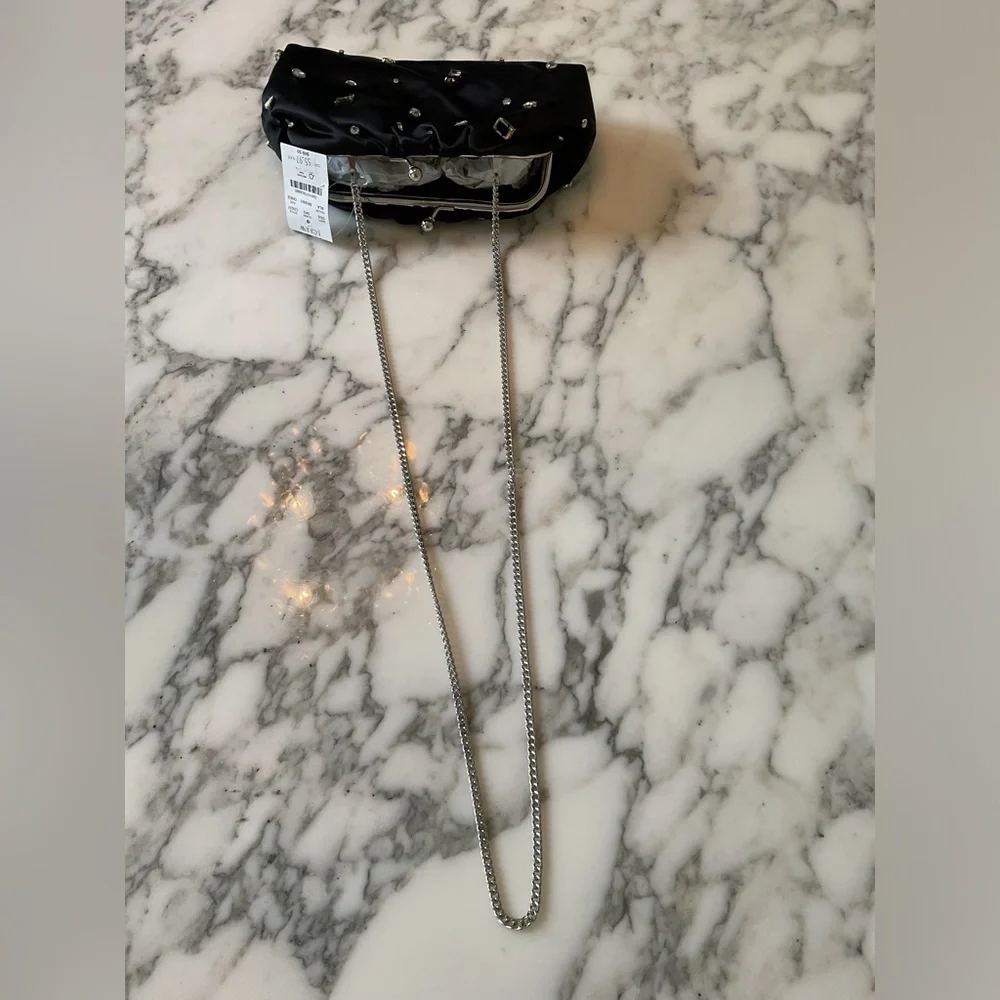 NWT J Crew Satin rhinestone clutch missing 4 rhinestones