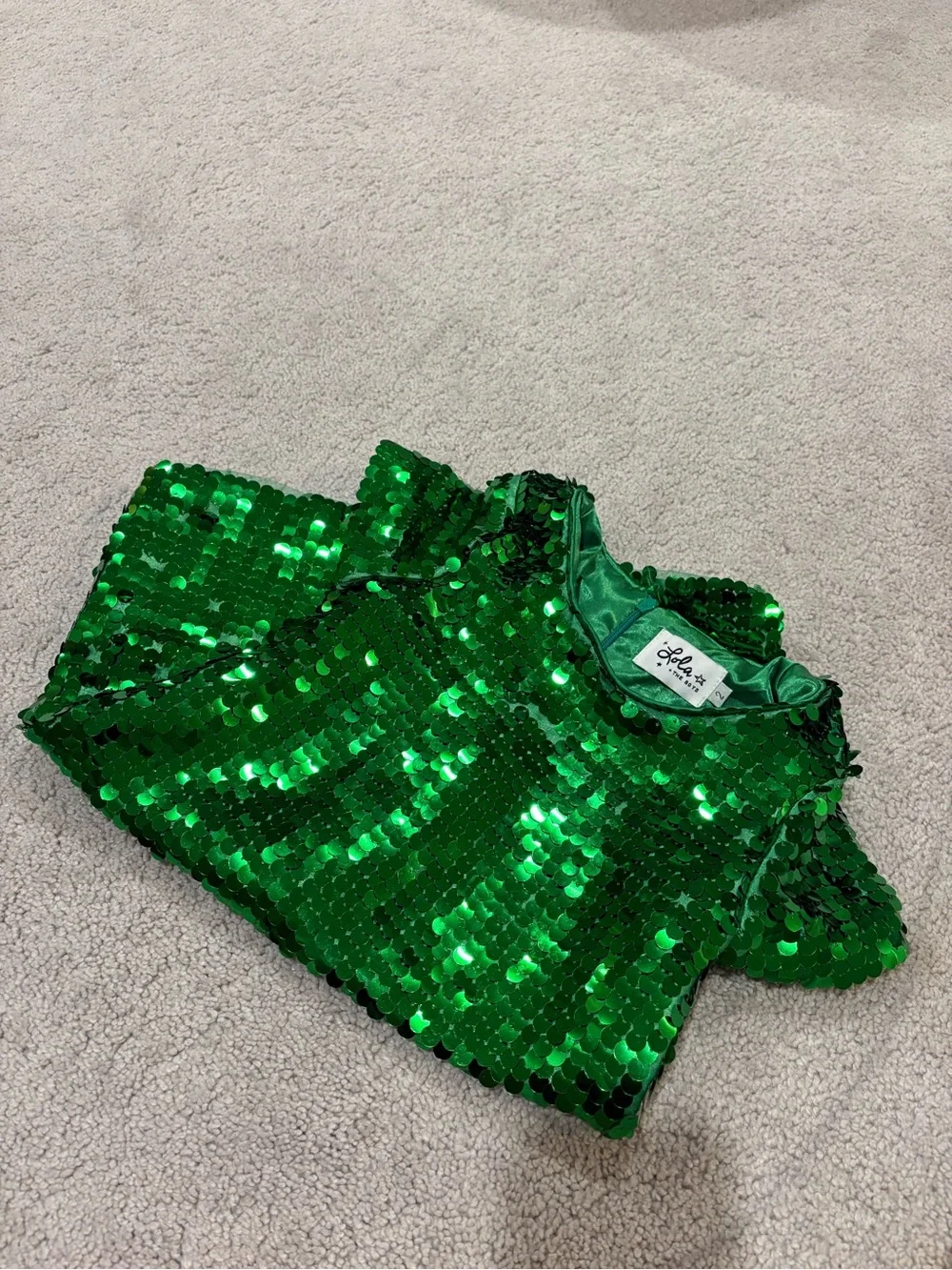 Lola + The Boys Shimmering Green Sequin Dress 2T