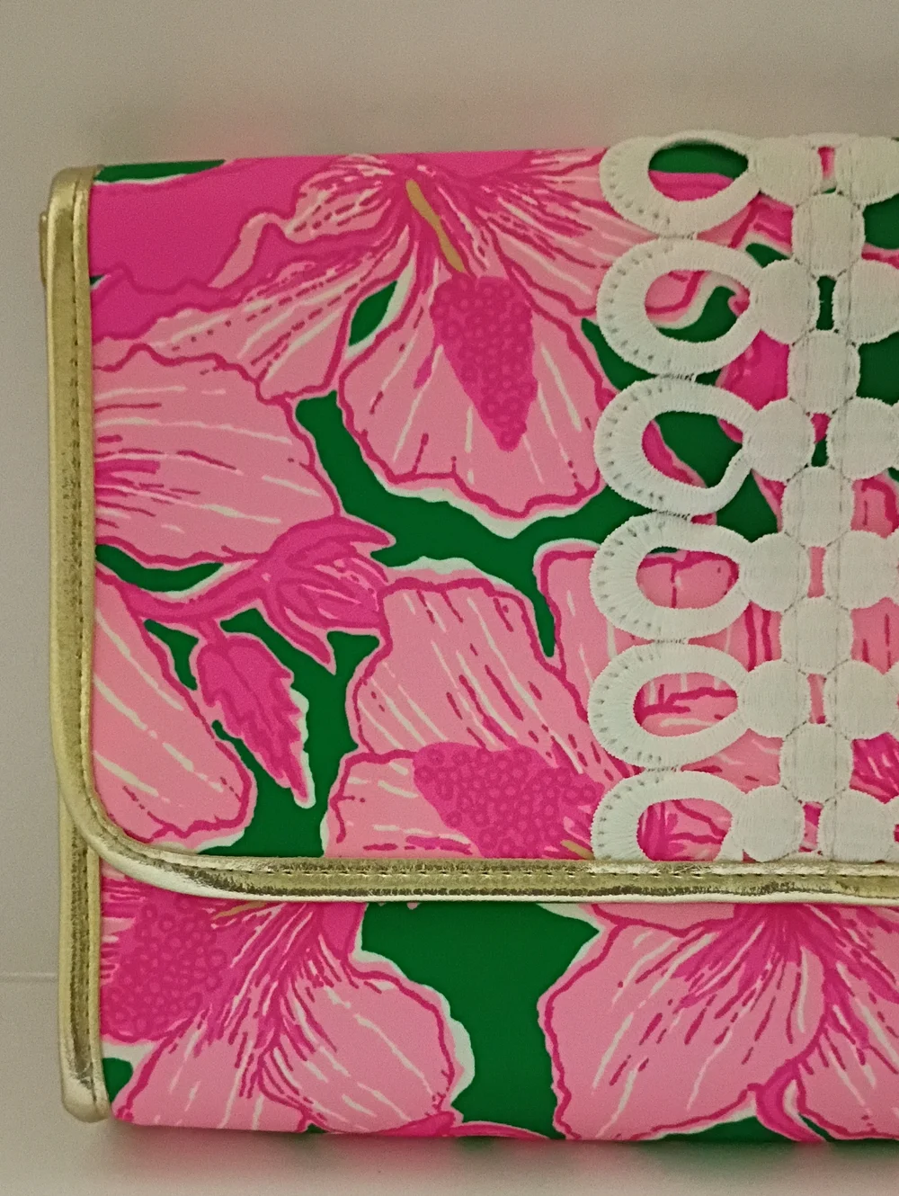 Lilly Pulitzer Kelly Green Hibis Kiss Oversized Clutch