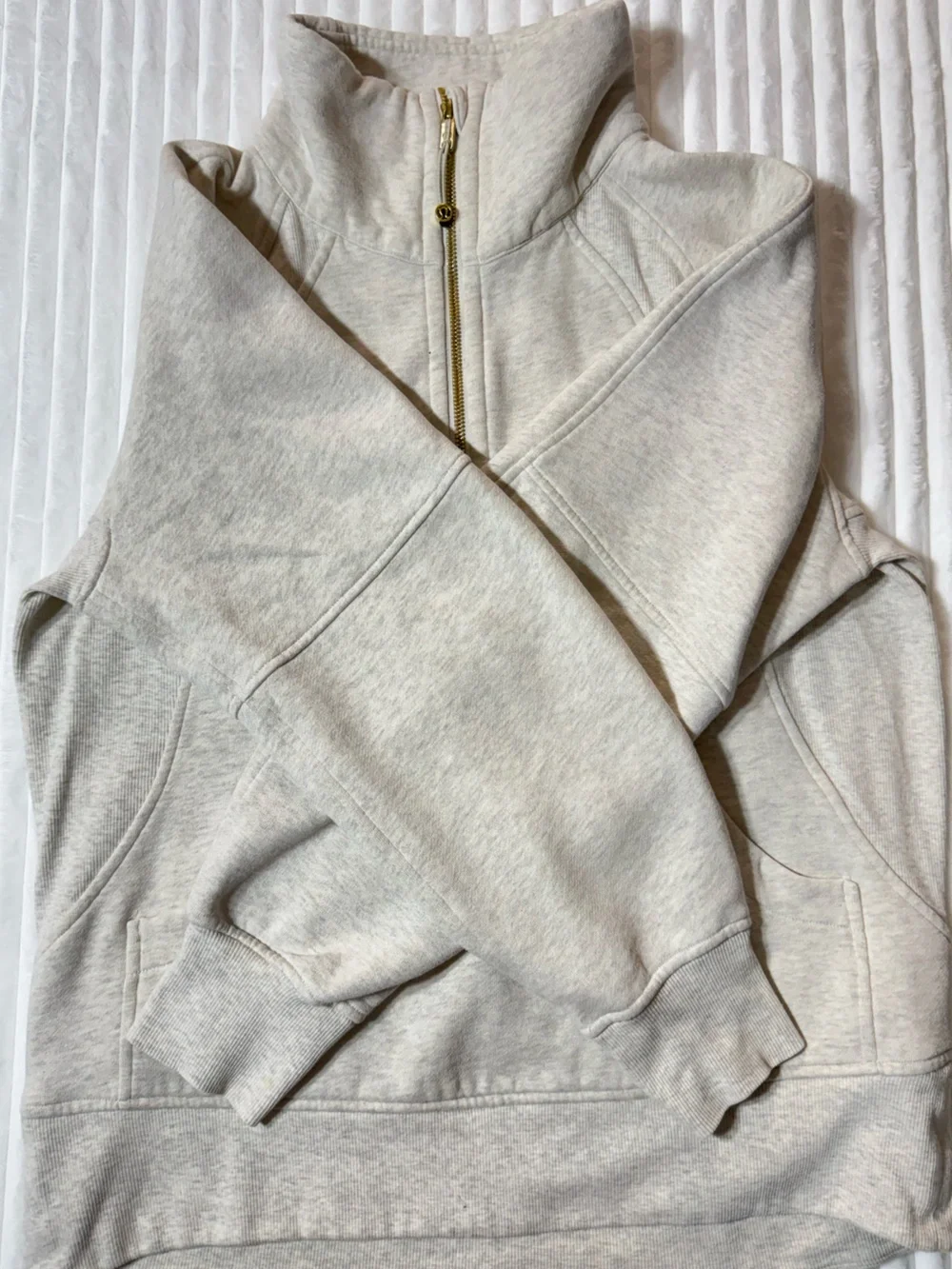 Lululemon Scuba Oversized Funnel Neck Half-Zip Hoodie Heather Oatmeal