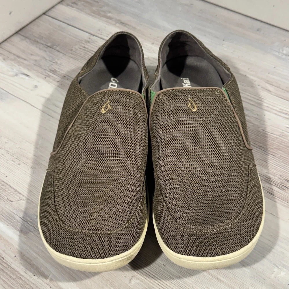 Olukai Nohea Mesh Boat Shoe‎ Men's Sz 11.5 Brown Preowned Good Condition