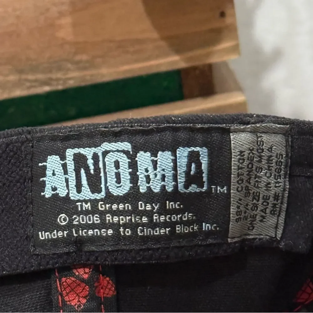 Anoma 2006 Y2K Green Day Fine Wale Corduroy Cotton Spandex Fitted Cap Black Red